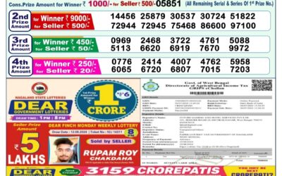 Dear dwarka monday weekly lottery 19.8.24 1pm result