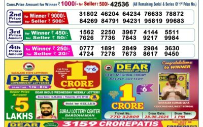 Dear comet tuesday weekly lottery 20.8.24 6pm result