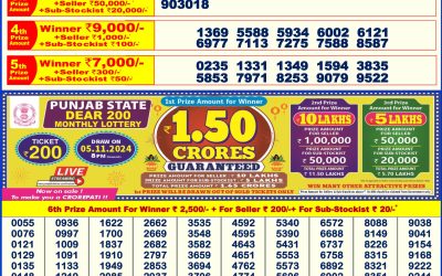 Dear puja bumper lottery 12.10.24 8pm result