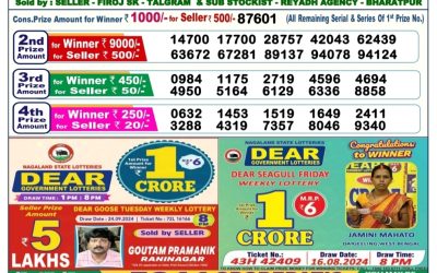 Dear comet tuesday weekly lottery 1.10.24 6pm result