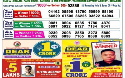 Dear comet Tuesday weekly lottery 29.10.24 6pm result