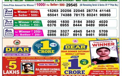 Dear dasher Friday weekly lottery 1.11.24 6pm result