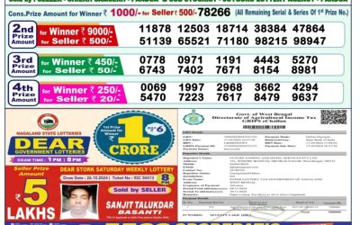 Dear dwarka monday weekly lottery 4.11.24 1pm result